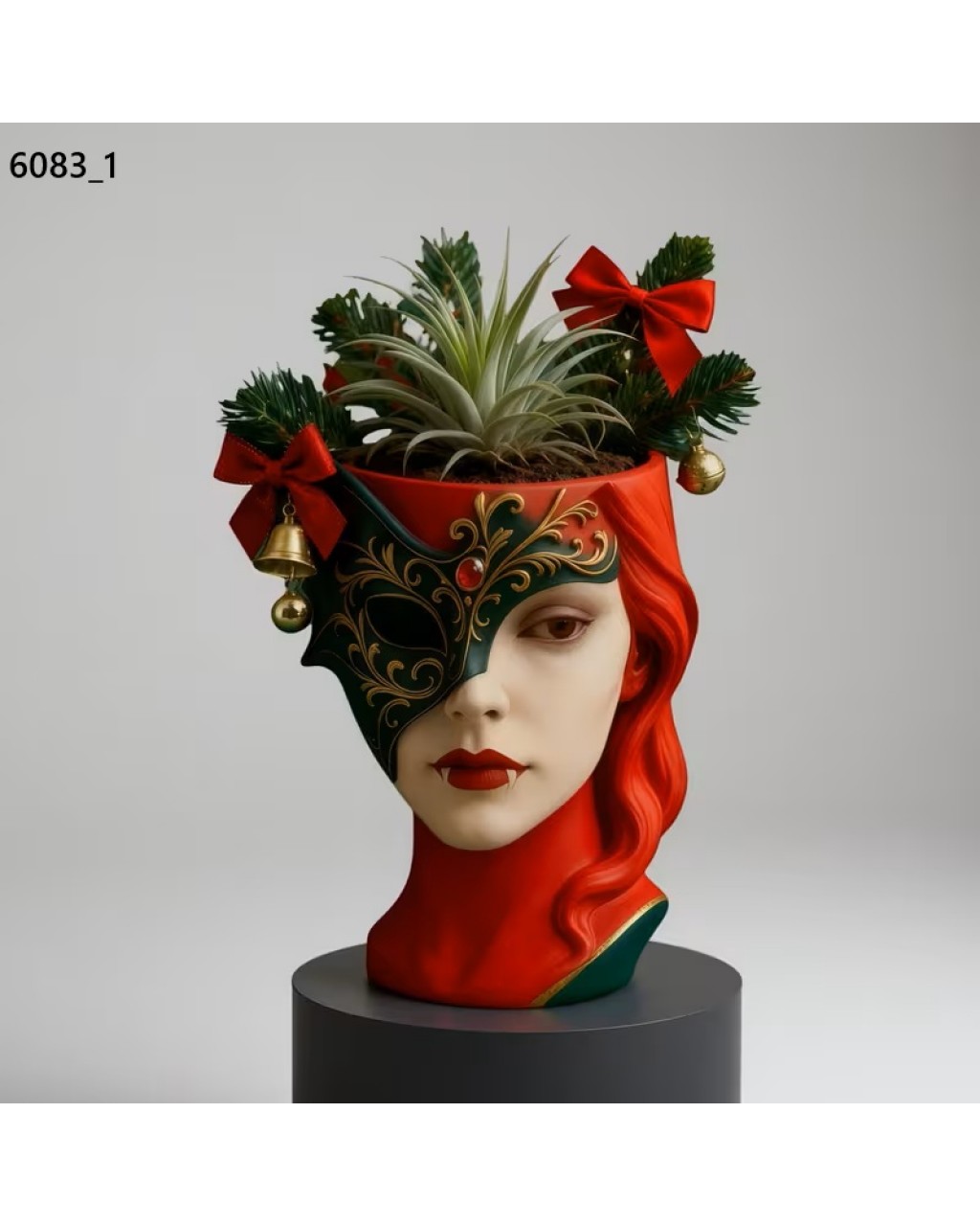 YY6083 Vintage Maskeli Tarz Kadın Saksı Kalemlik Silikon Kalıp